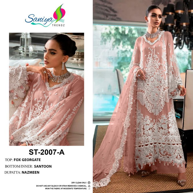 ST 2007 Saniya Trendz Georgette Function Wear Wholesale Pakistani Dress Material